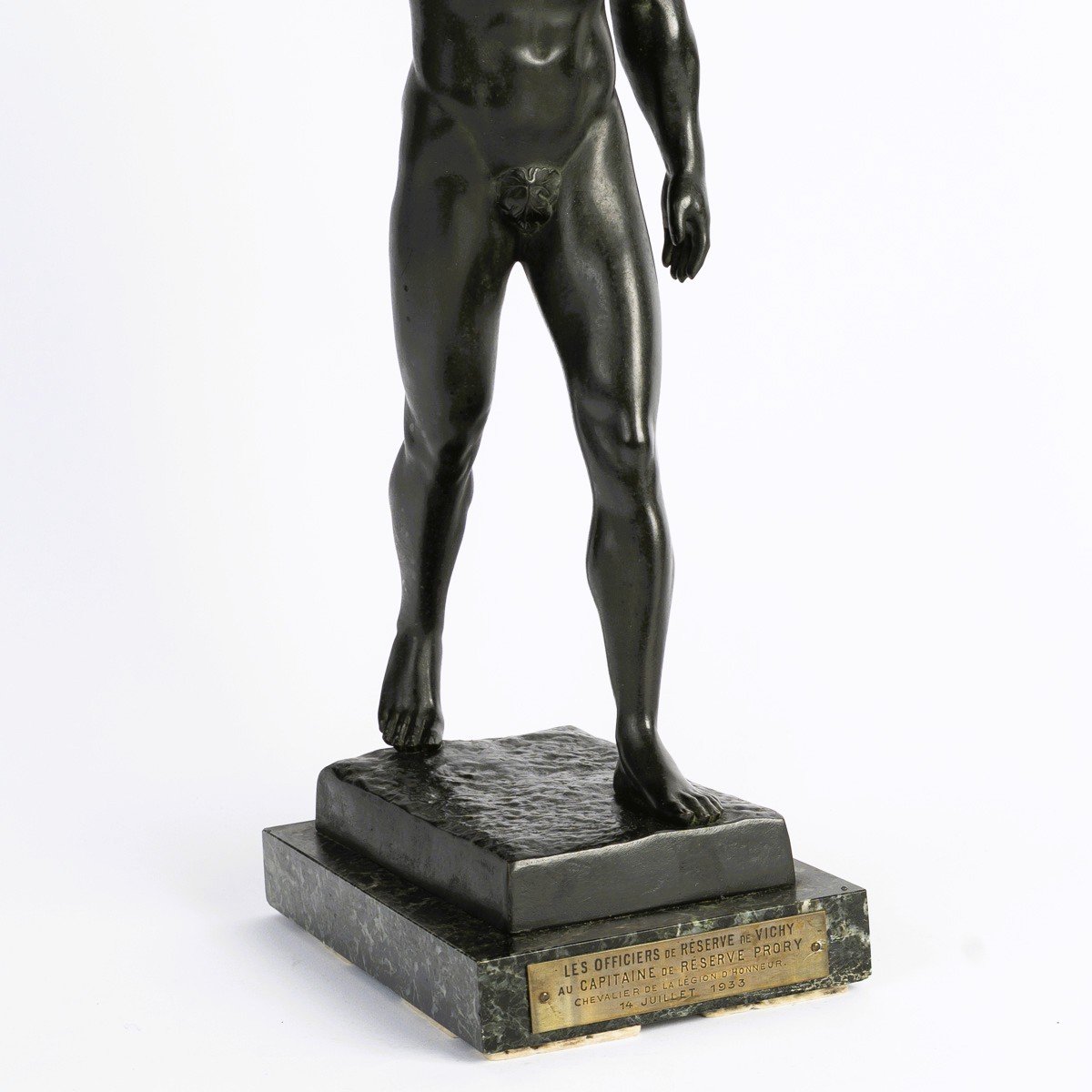 l'Athlète Au Salut Olympique, Bronze Sculpture By Maurice Guiraud-rivière, Presented In 1933-photo-4