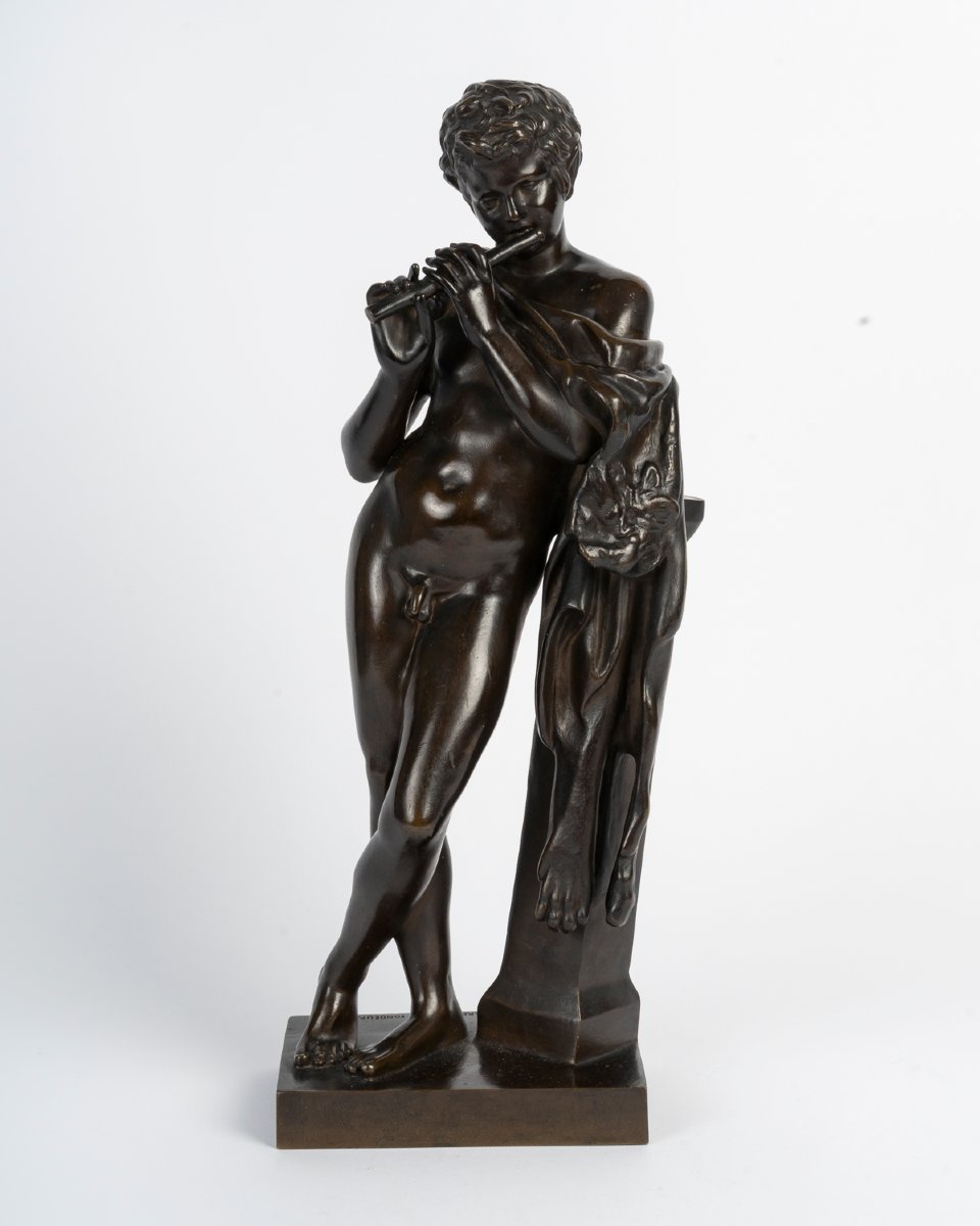 Barbedienne: Young Borghese Faun, 19th Century-photo-2