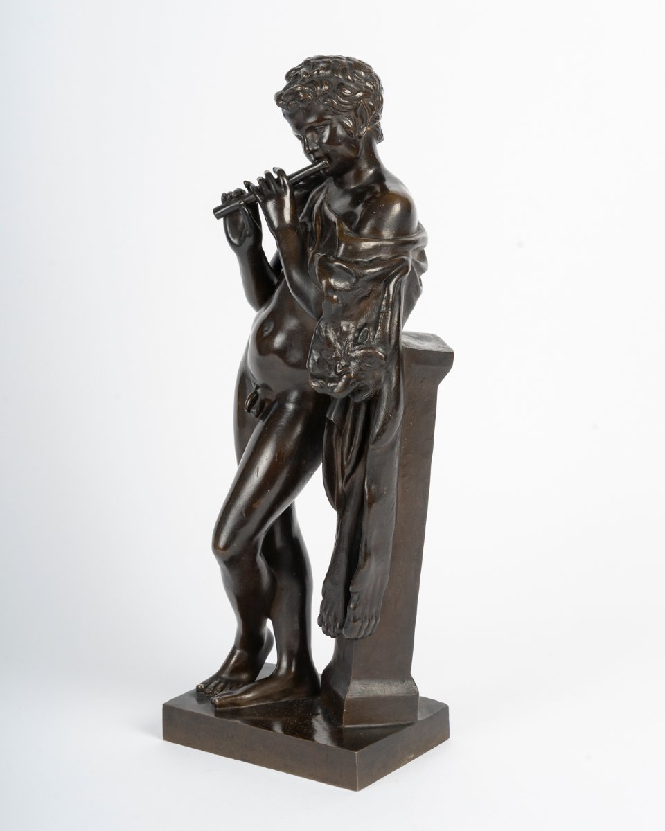 Barbedienne: Young Borghese Faun, 19th Century-photo-3