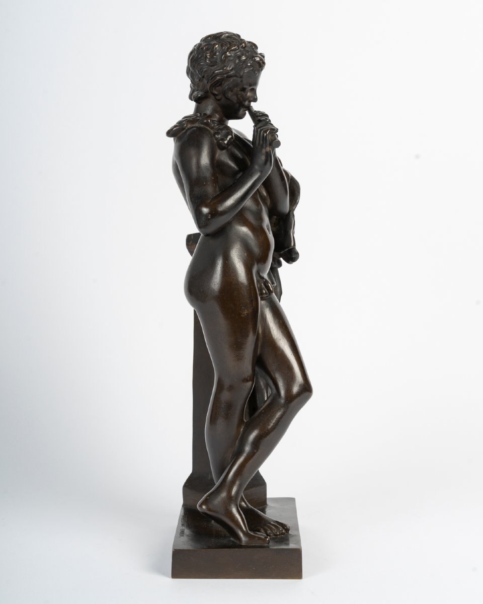 Barbedienne: Young Borghese Faun, 19th Century-photo-2