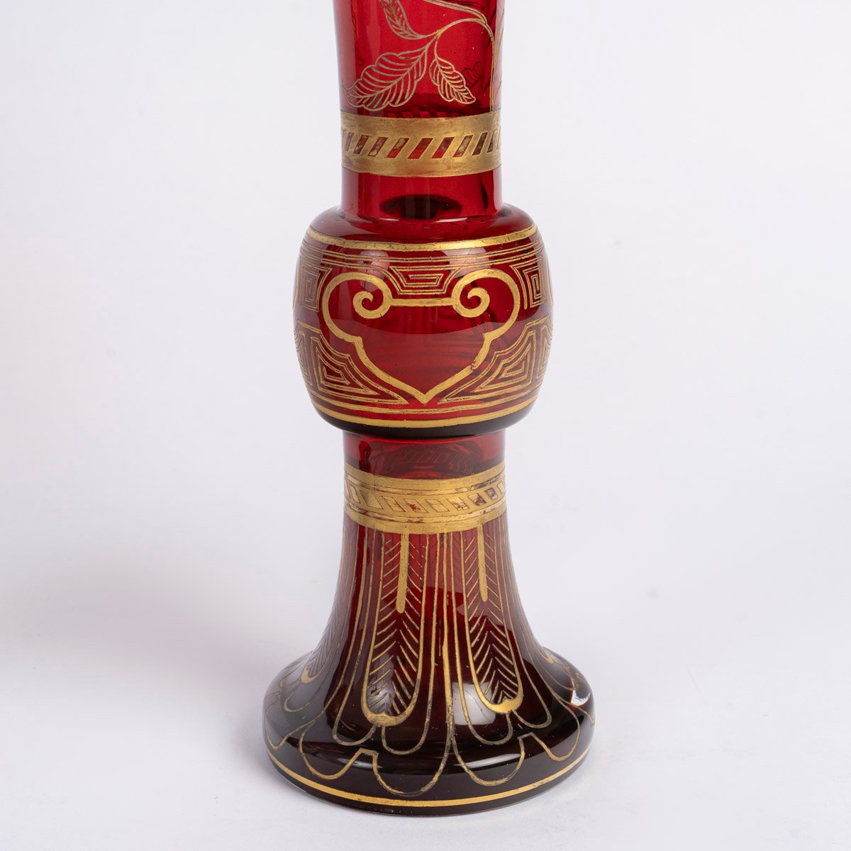 Baccarat: Pair Of Japanese-style Conical Vases, Late 19th Century-photo-2