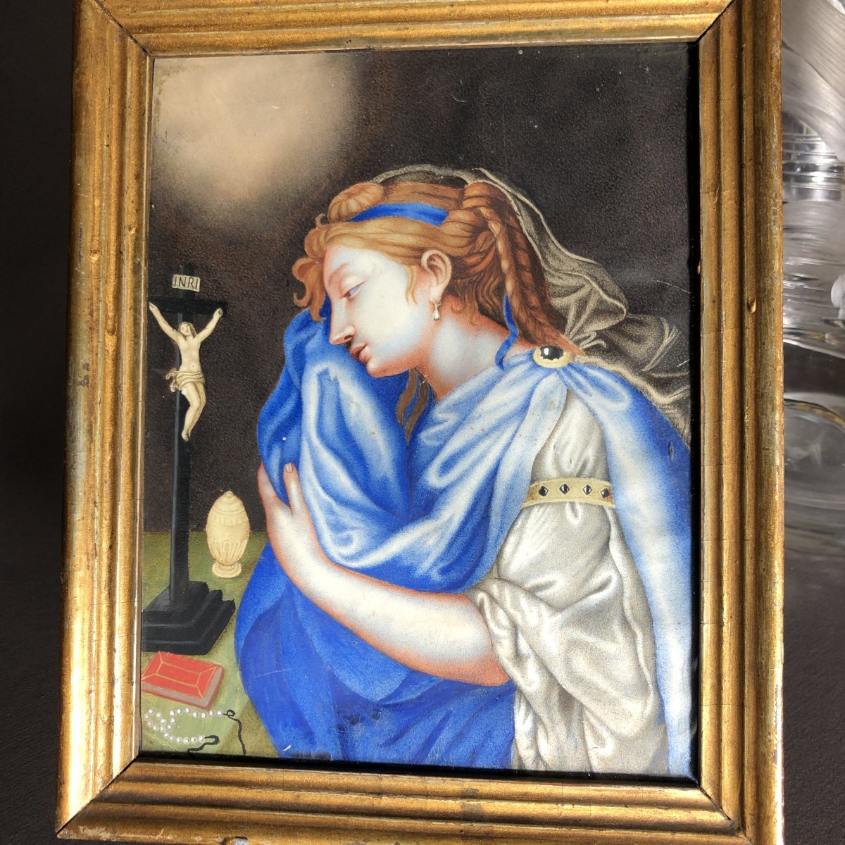 French School: '' Marie-madeleine Repentante '' Gouache On Vellum, 18th Century.-photo-5