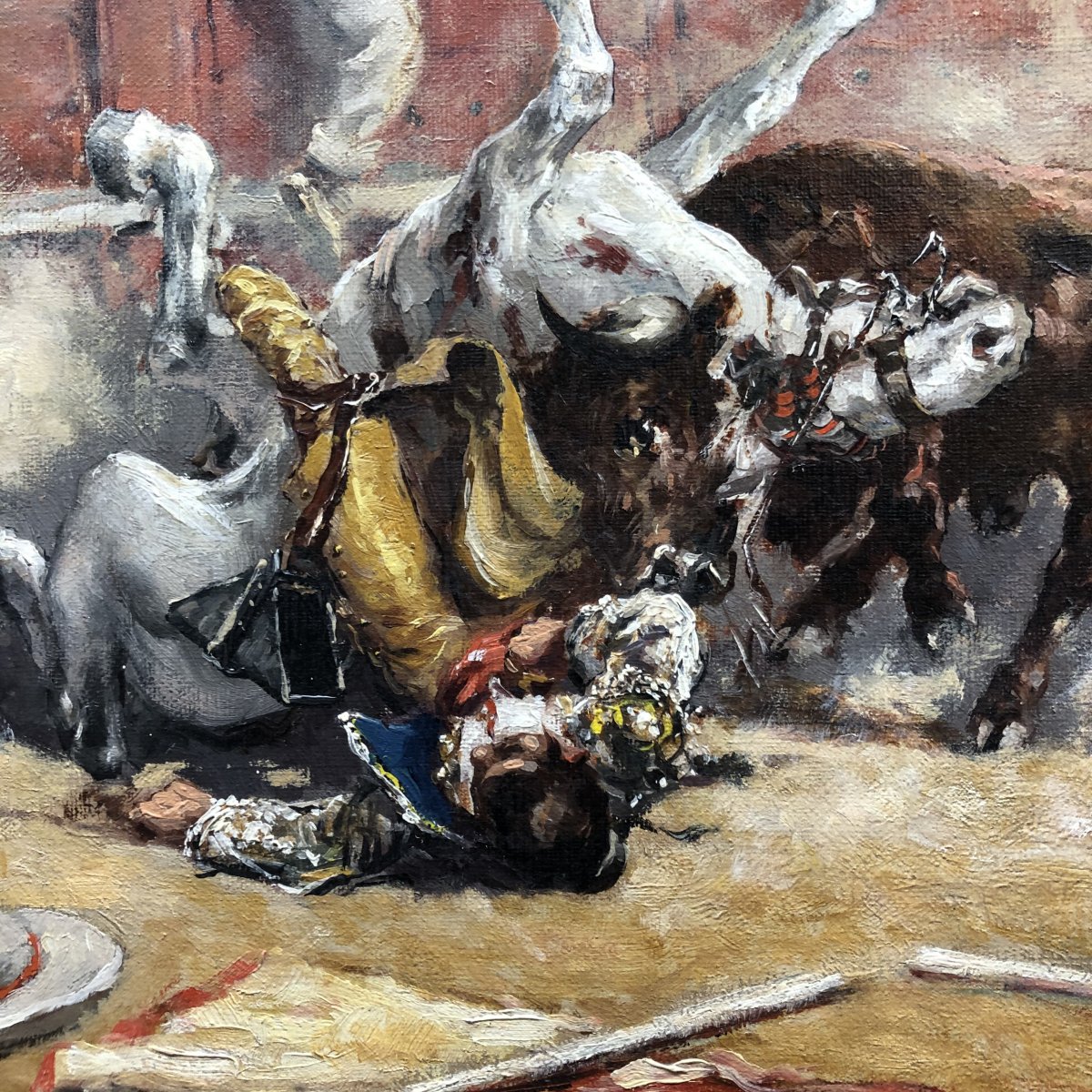 Andres Gimeno: Bullfighting Scene: Corrida `` The Strength Of The Bull '', Circa 1900-photo-1