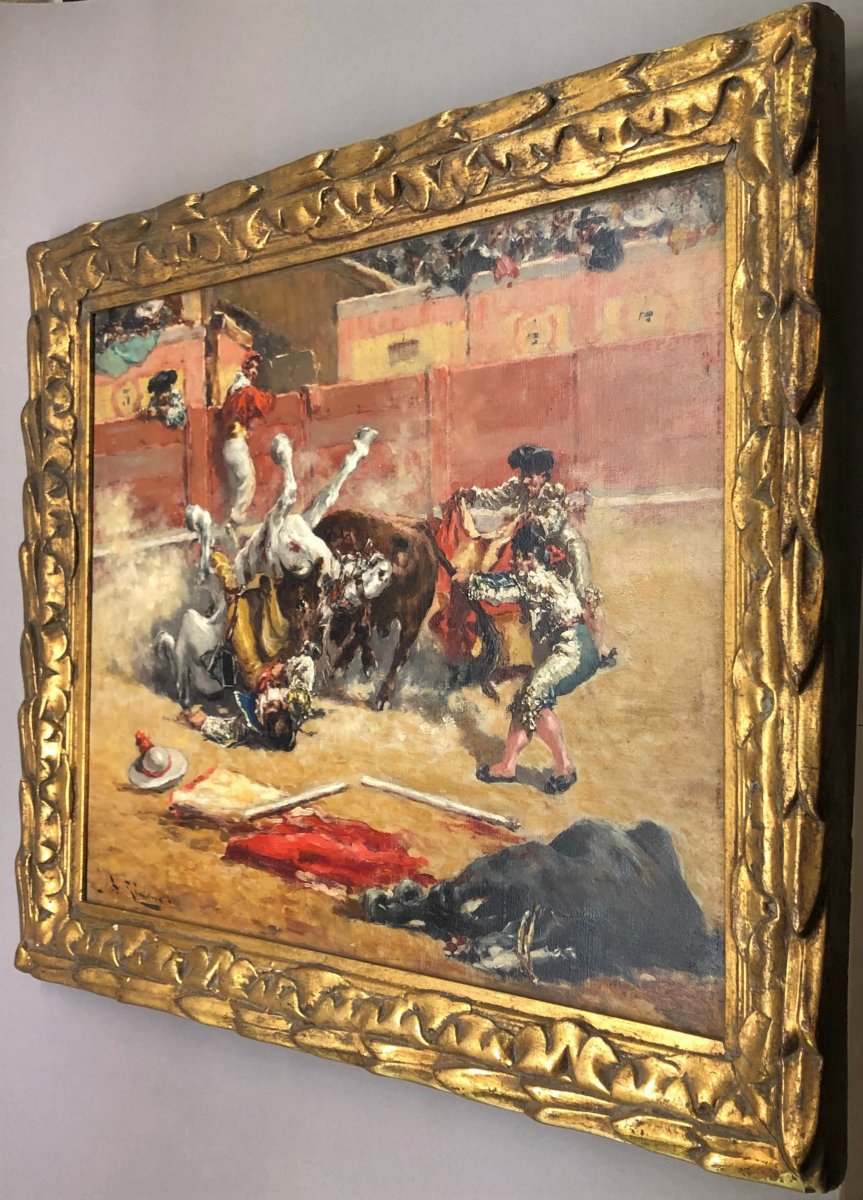 Andres Gimeno: Bullfighting Scene: Corrida `` The Strength Of The Bull '', Circa 1900-photo-6
