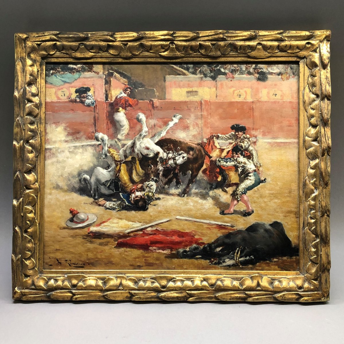 Andres Gimeno: Bullfighting Scene: Corrida `` The Strength Of The Bull '', Circa 1900