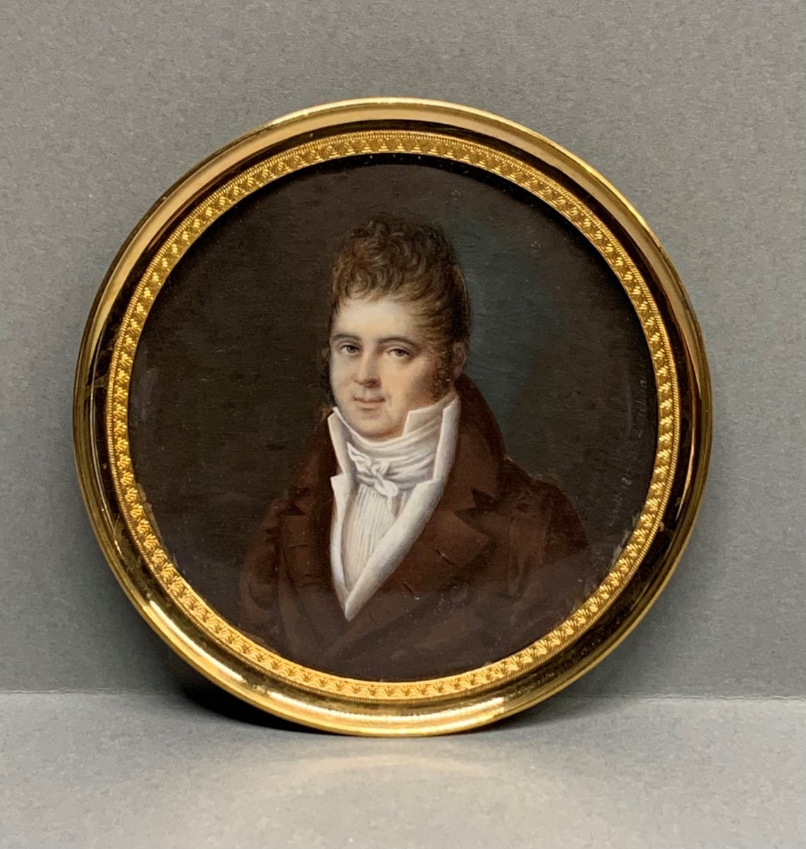 Madame Corchand: Miniature On Ivory, Portrait Of A Man Signed And Dated 1813-photo-3