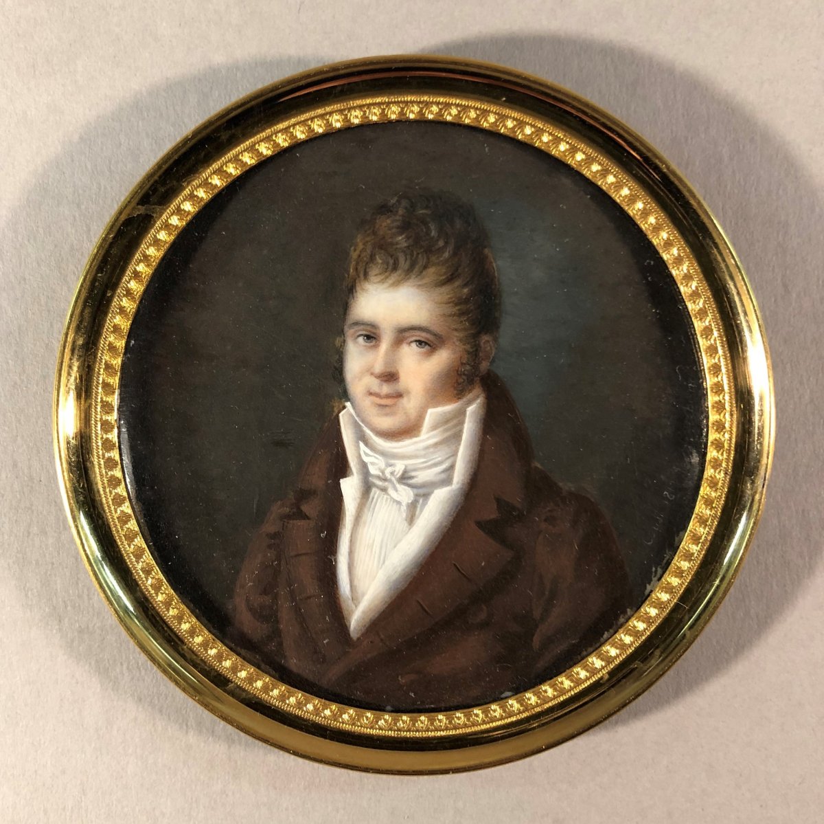 Madame Corchand: Miniature On Ivory, Portrait Of A Man Signed And Dated 1813