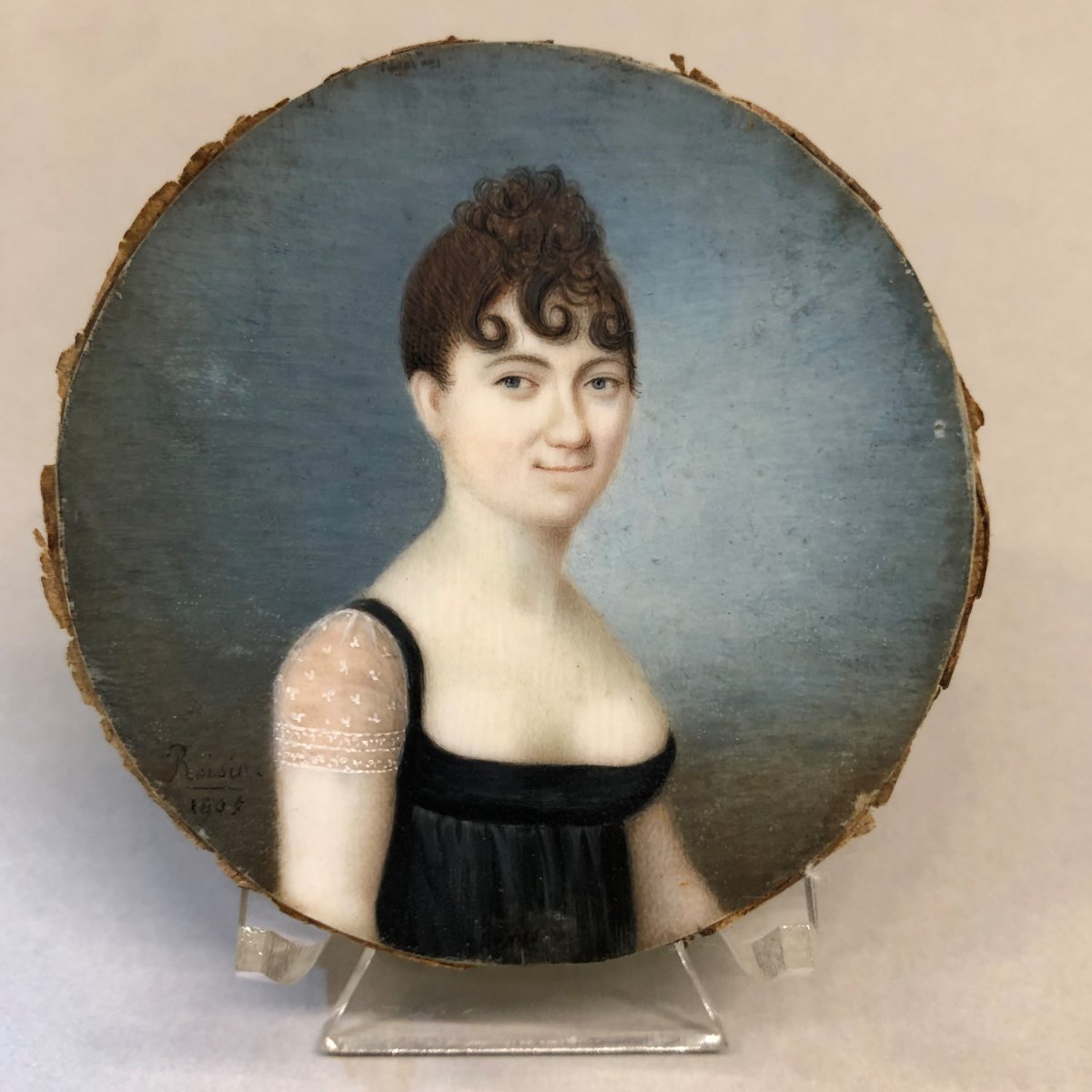 ROISIN 1805 : miniature sur ivoire, portrait de femme, époque empire-photo-5