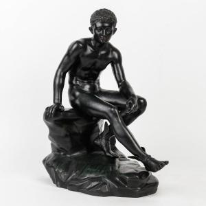 Hermès - Mercury After The Antique, Naples Cast Iron, Bronze Circa 1880