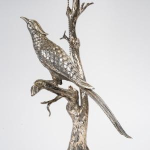 ARGENT MASSIF ESPAGNOL, lampe à l'oiseau XXe