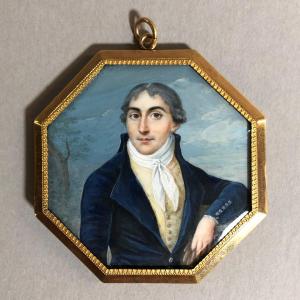 Paris 1789-1792: Exceptional Miniature On Ivory, Gold Frame