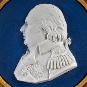 Sèvres: Glorious Biscuit Medallion Of The King Of France Louis XVIII, Restoration Period.