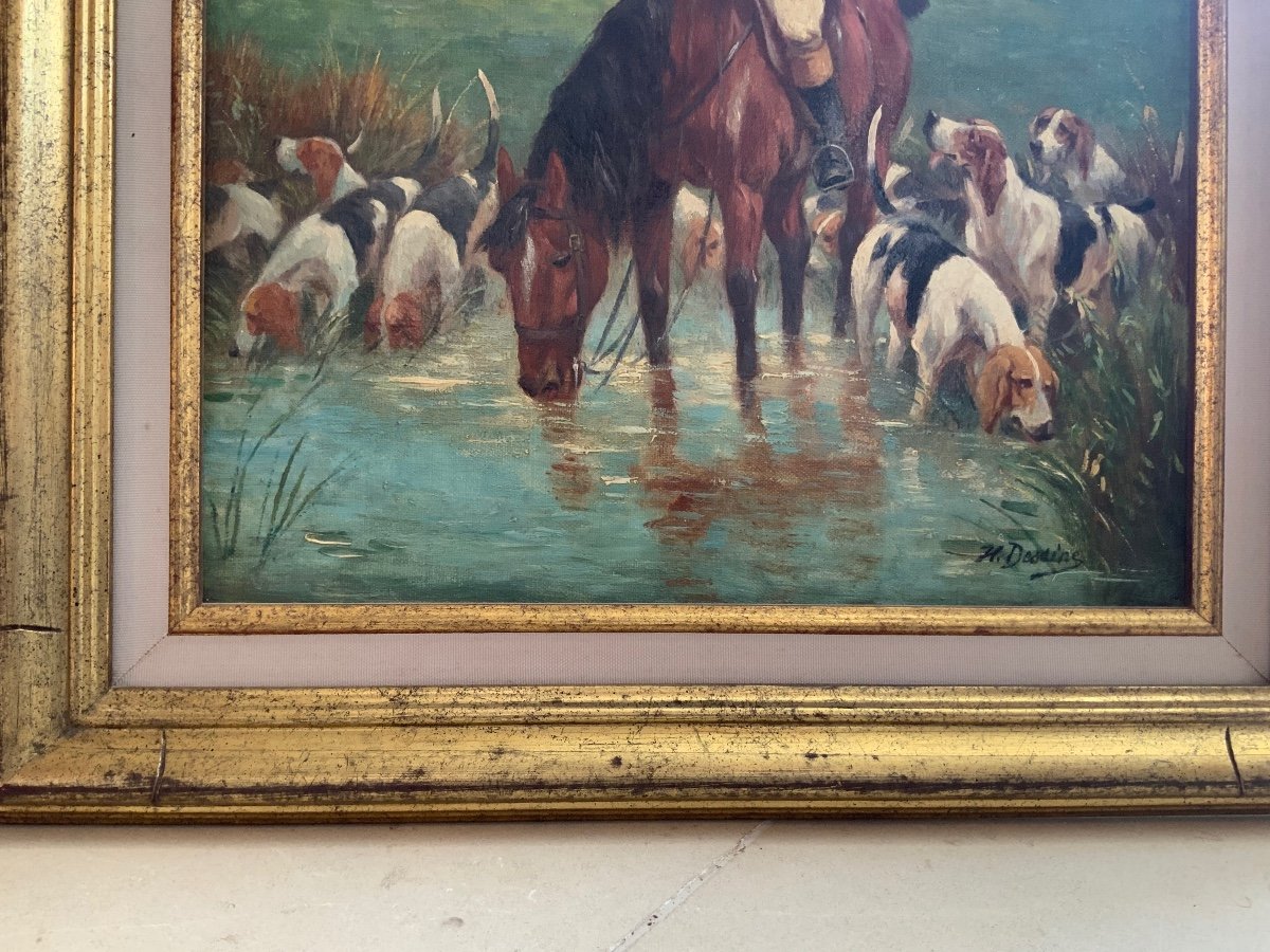 Scène  De  Chasse  à Courre . Huile Sur  Toile  Fin XIXe -photo-4