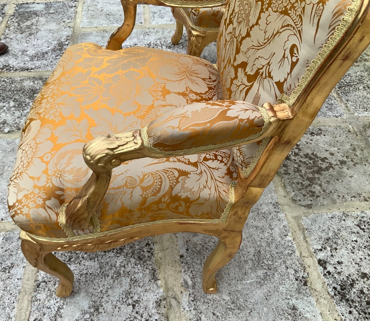 Pair Of Armchairs A La Reine In Golden Wood. Period Lxv Attr To Cresson The Elder-photo-4