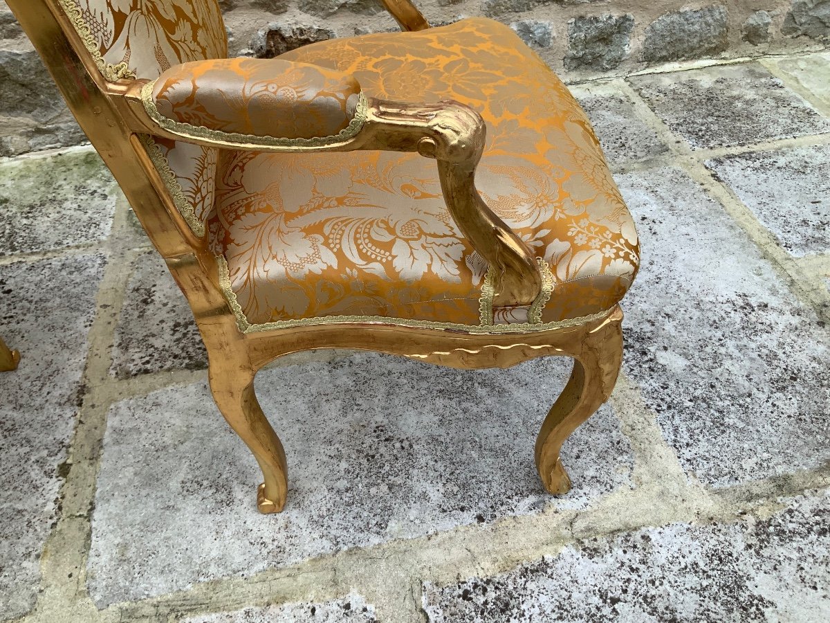 Pair Of Armchairs A La Reine In Golden Wood. Period Lxv Attr To Cresson The Elder-photo-6