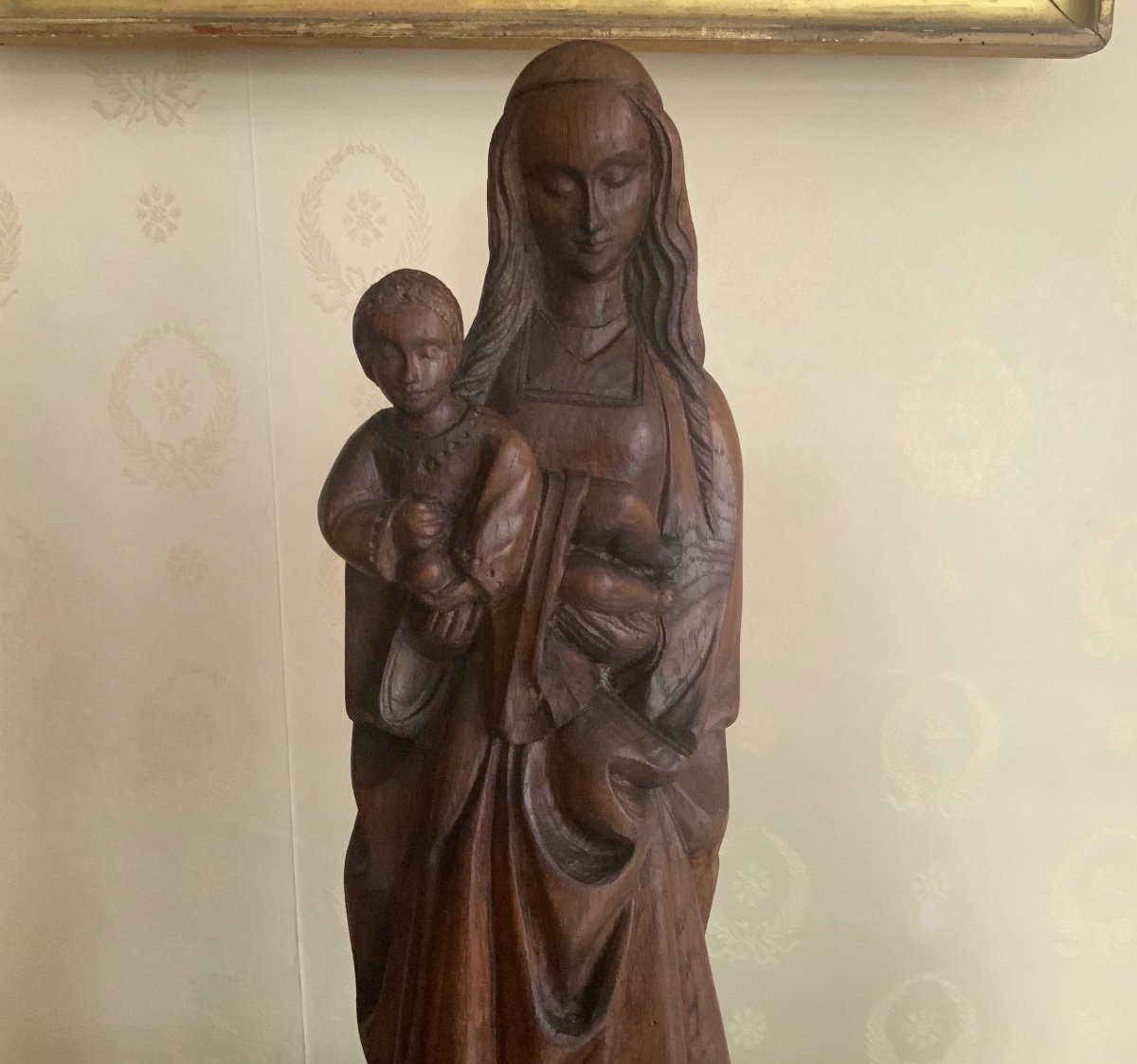 Virgin And Child Carved Wood Signed Lucien Pessey 1912-1990-photo-2