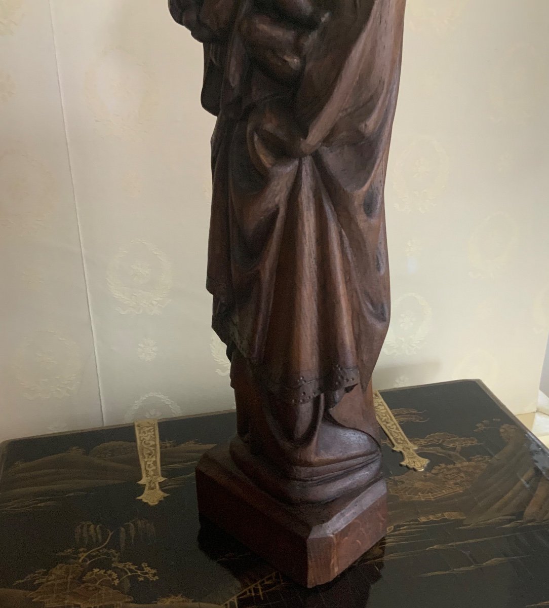 Virgin And Child Carved Wood Signed Lucien Pessey 1912-1990-photo-4