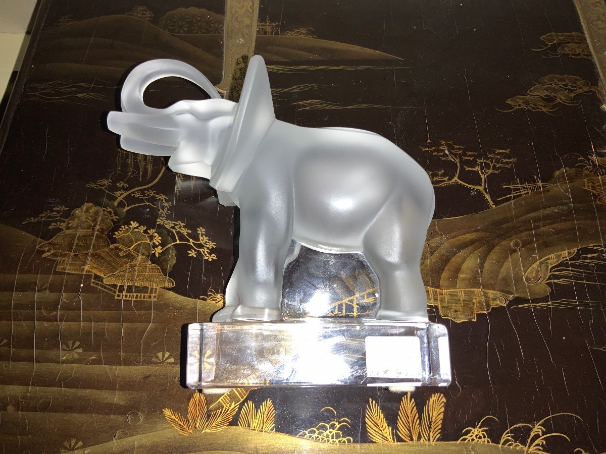 Lalique. .éléphant  Trompe  Levée -photo-1