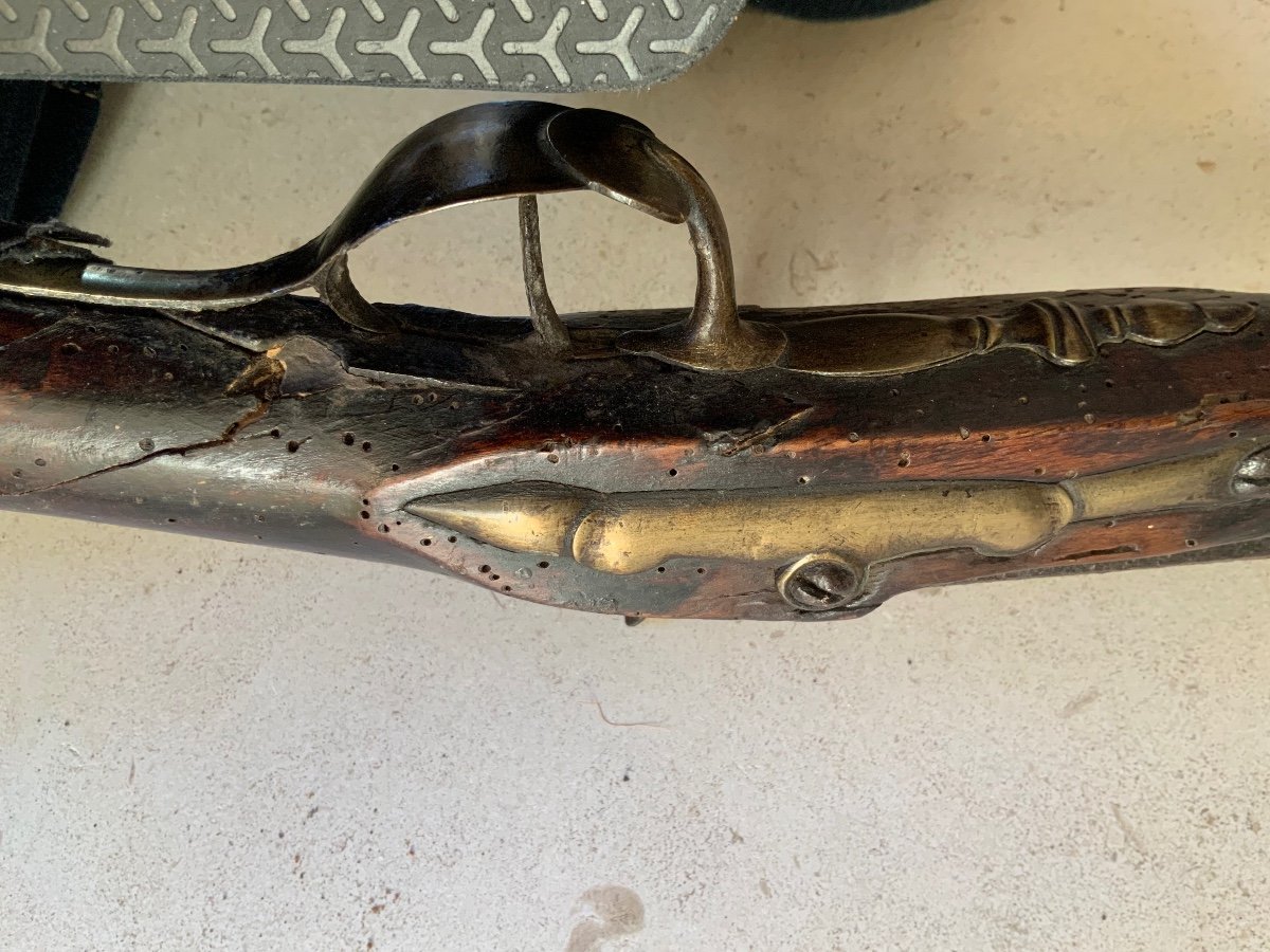 18th Century Flintlock Rifle In Original Condition-photo-5