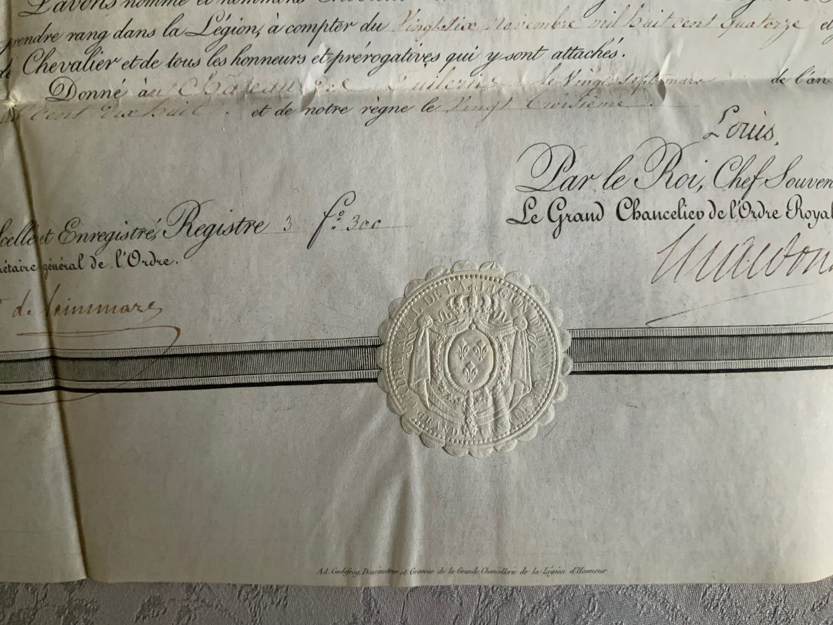 Document.   Ordre  Royal  De  La  Légion  D’honneur , Daté  1818-photo-3