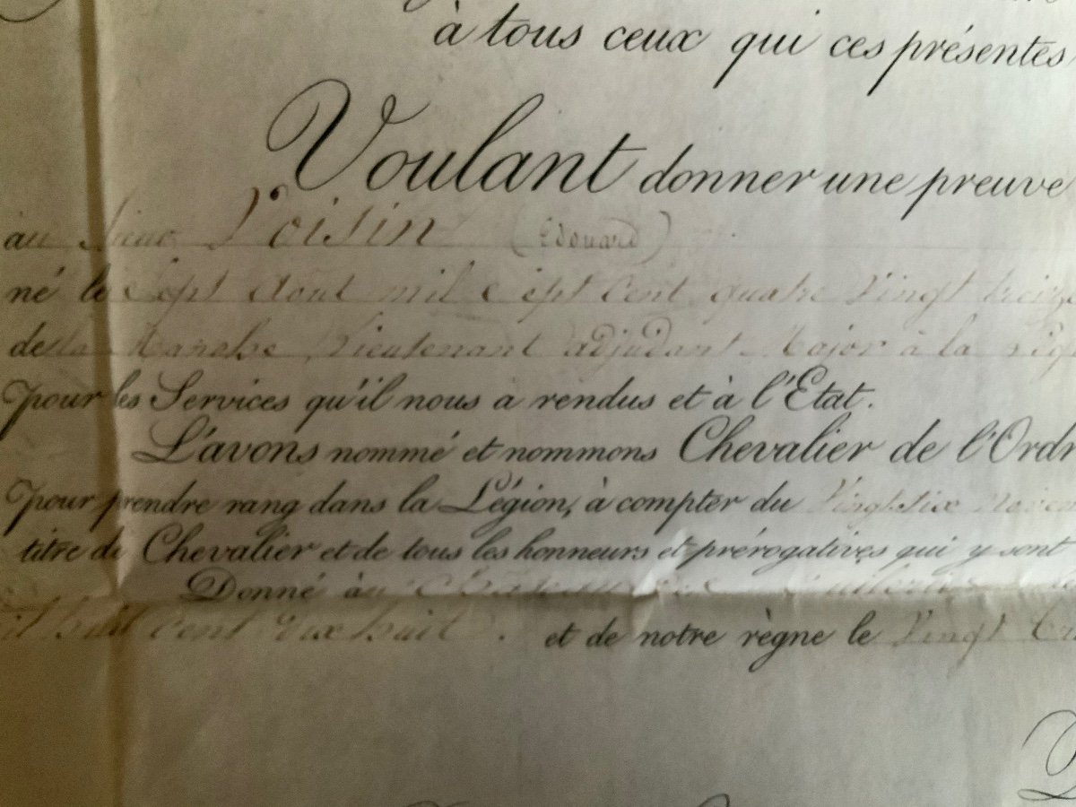 Document.   Ordre  Royal  De  La  Légion  D’honneur , Daté  1818-photo-1