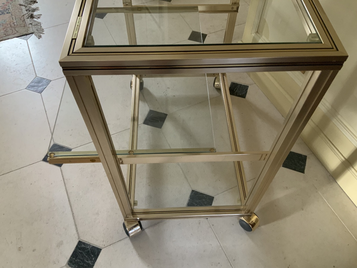 Table desserte roulante ,années 70.  Signée PIERRE VANDEL - PARIS-photo-2