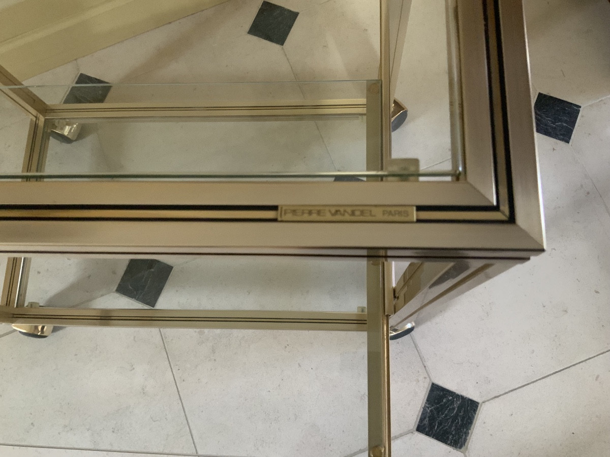 Table desserte roulante ,années 70.  Signée PIERRE VANDEL - PARIS-photo-3