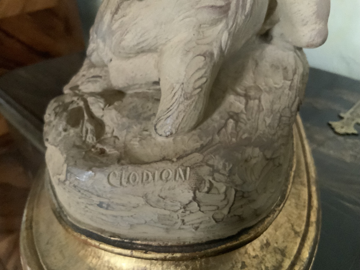 Terracotta Statue Of Bacchus As A Child Riding A Goat. (after Clodion)-photo-1