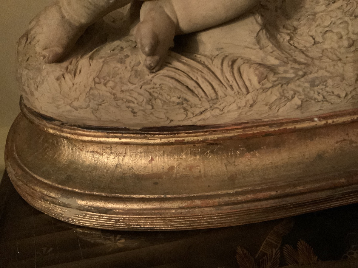 Terracotta Statue Of Bacchus As A Child Riding A Goat. (after Clodion)-photo-4