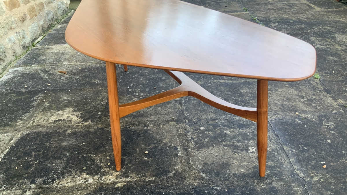 Table  basse  Boomerang  ,  teck  massif,  Svante  Skogh  designer Suédois   Circa 1950-60-photo-2