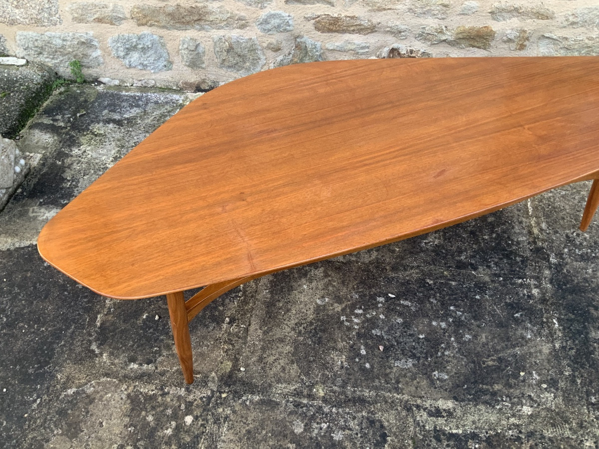 Table  basse  Boomerang  ,  teck  massif,  Svante  Skogh  designer Suédois   Circa 1950-60-photo-4