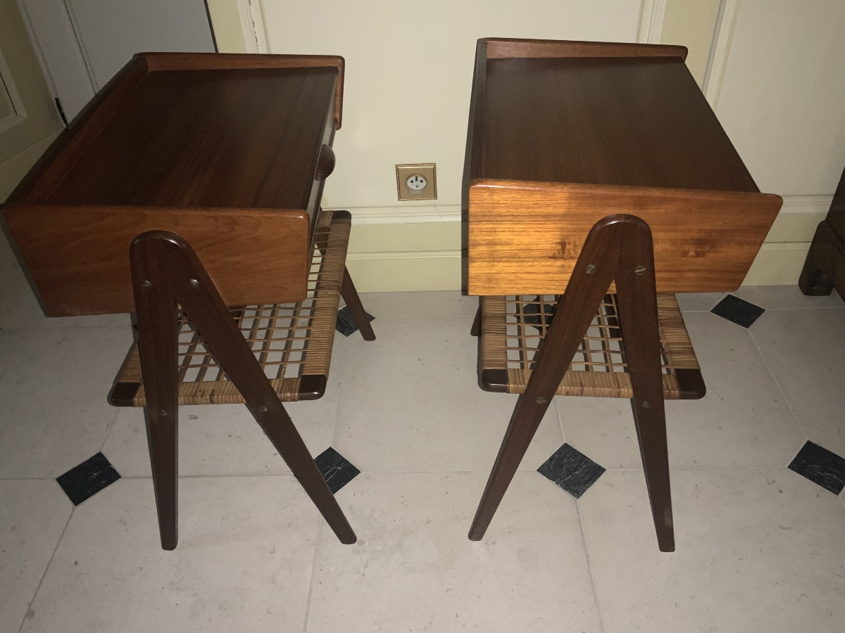 Pair Of Teak Side Tables Or Bedside Tables By Designer Soren Rasmussen, 1960s-photo-1