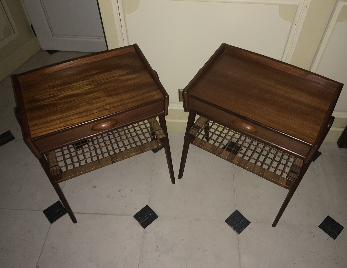 Paire de tables d’appoint ou chevets en teck du designer Soren Rasmussen  années 60-photo-3