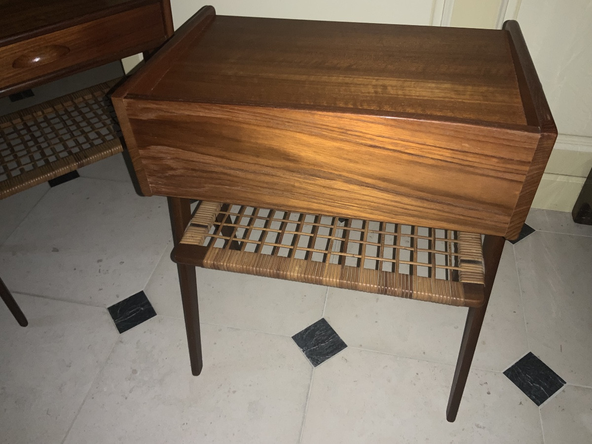 Paire de tables d’appoint ou chevets en teck du designer Soren Rasmussen  années 60-photo-4