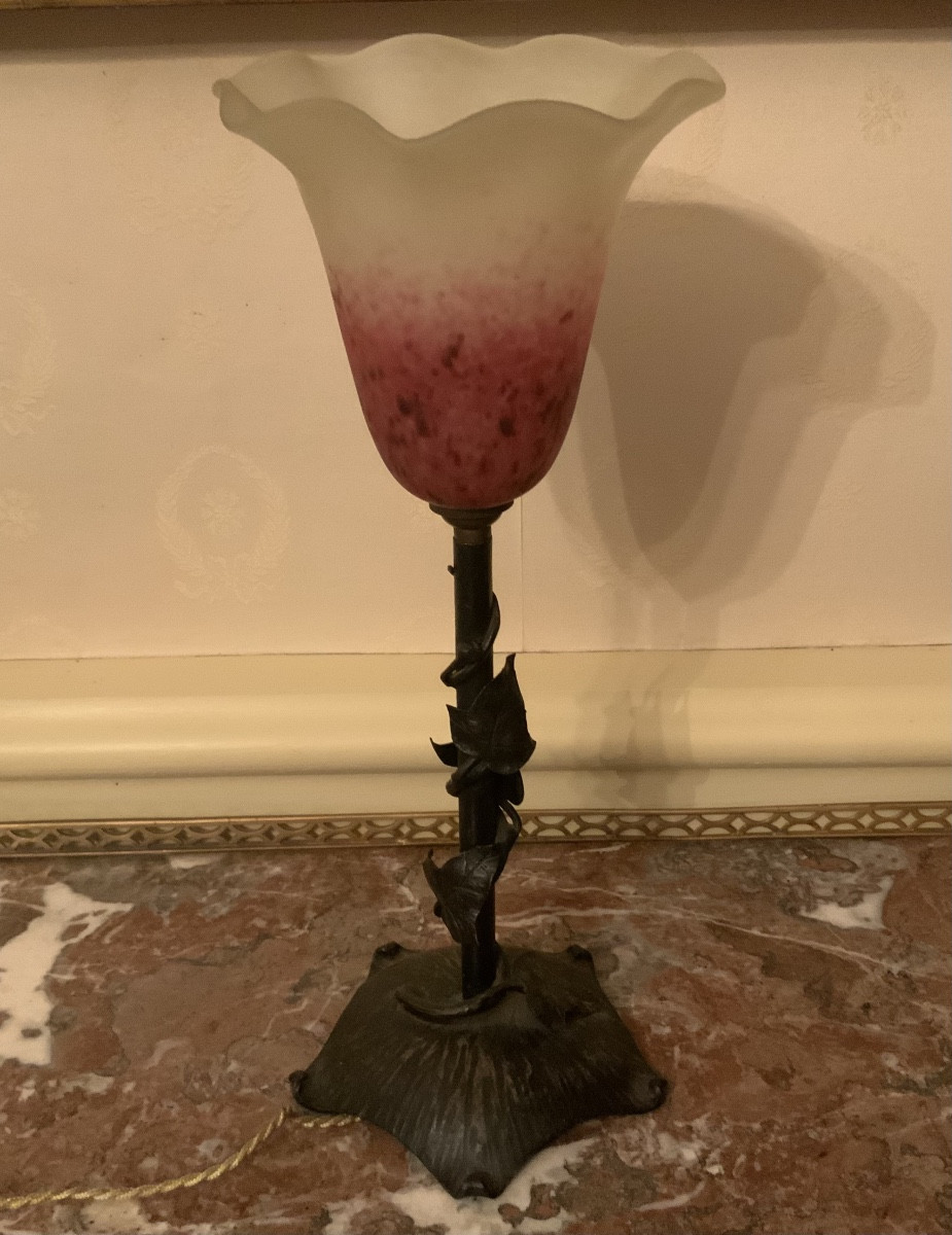 Art Nouveau Wrought Iron Lamp Circa 1925-photo-2