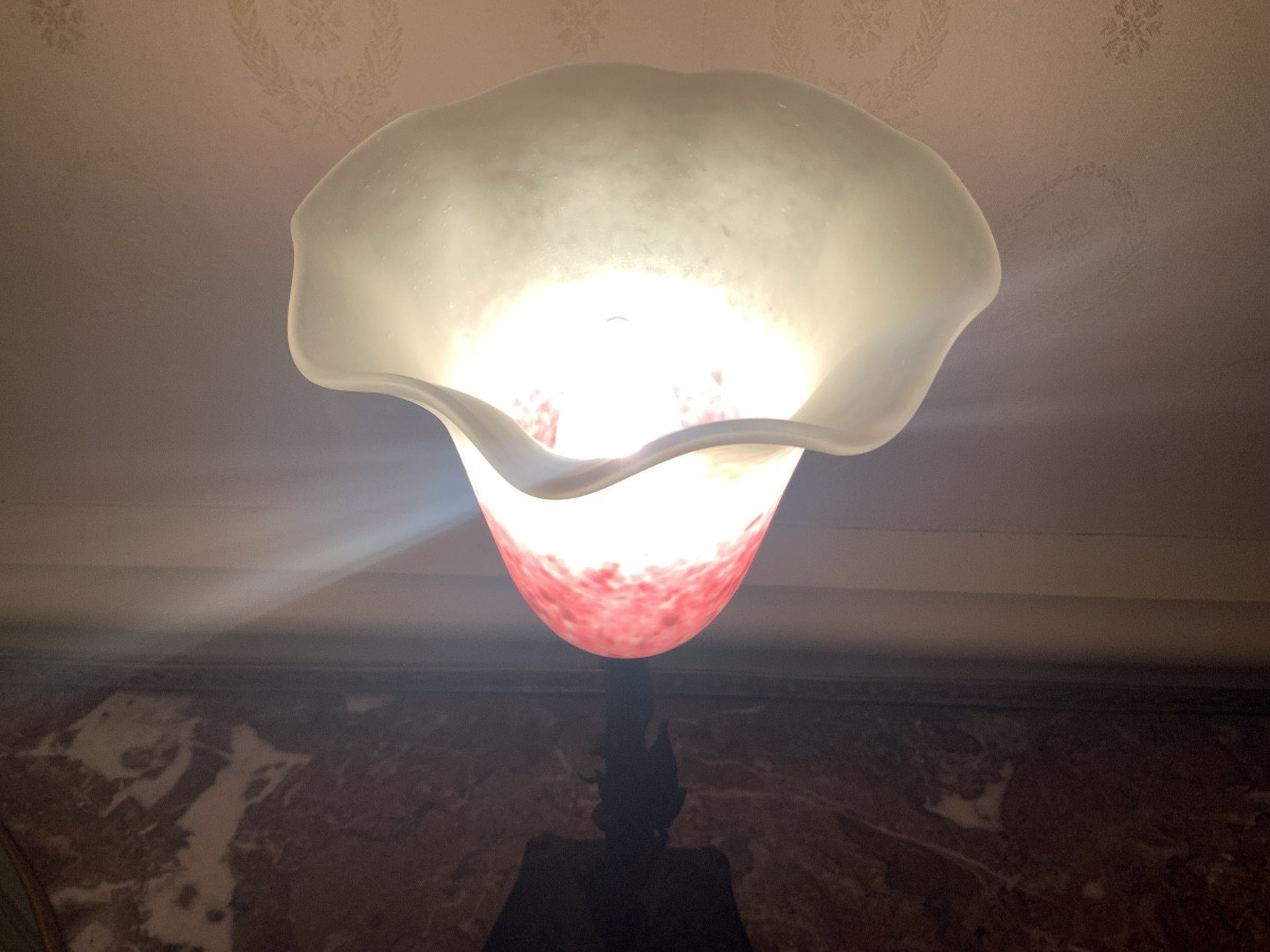 Art Nouveau Wrought Iron Lamp Circa 1925-photo-4