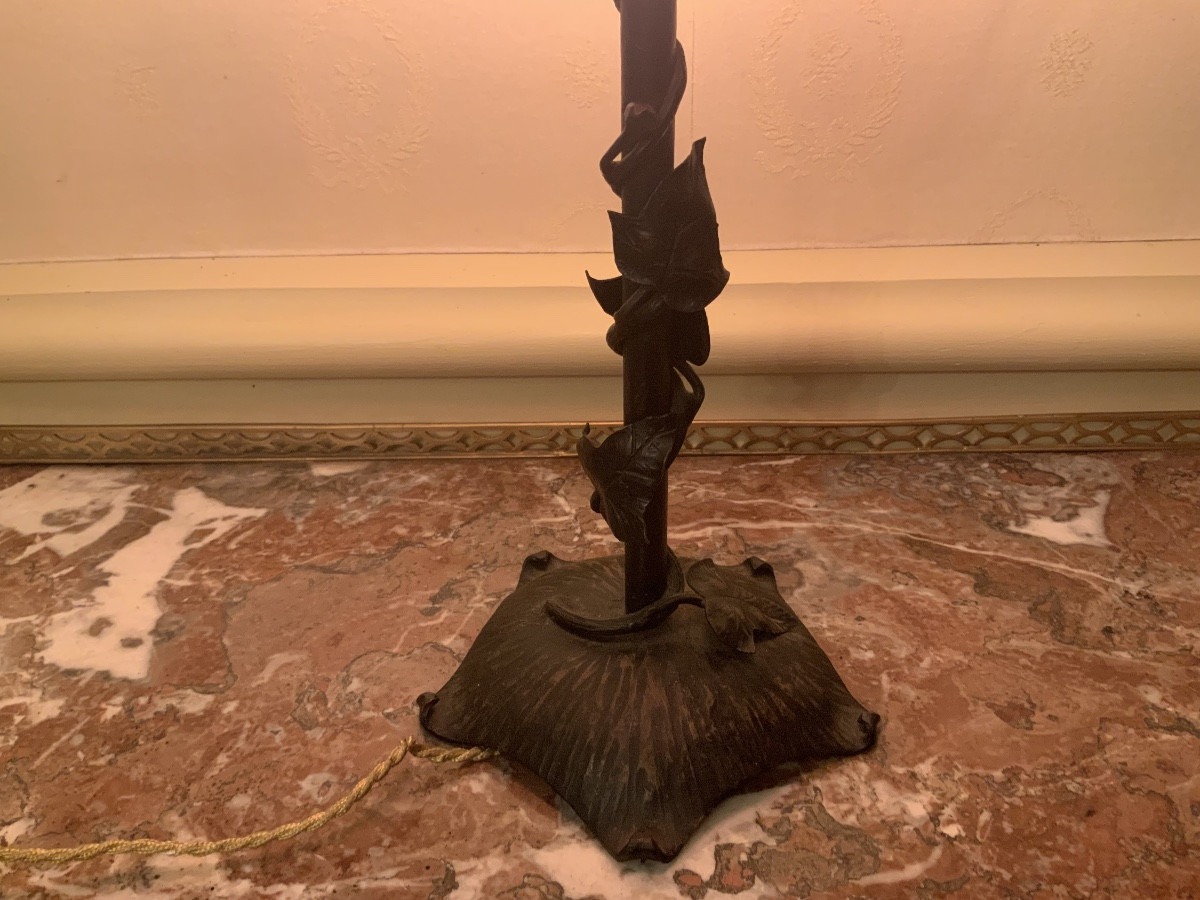 Art Nouveau Wrought Iron Lamp Circa 1925-photo-1