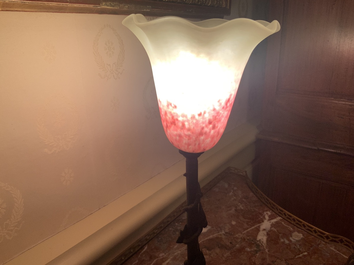 Art Nouveau Wrought Iron Lamp Circa 1925-photo-2