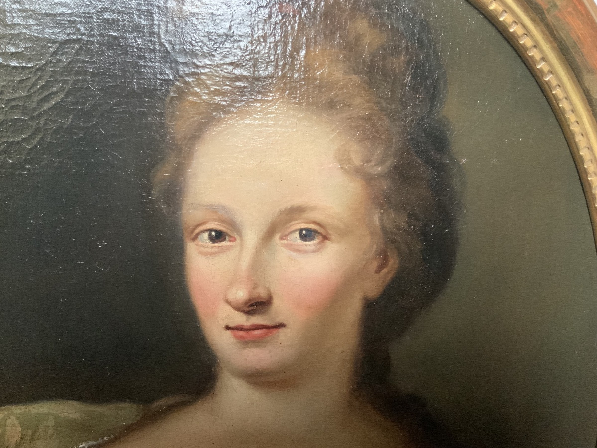 Two Portraits Forming A Pair Of An Aristocratic Couple. French 18th Century-photo-1