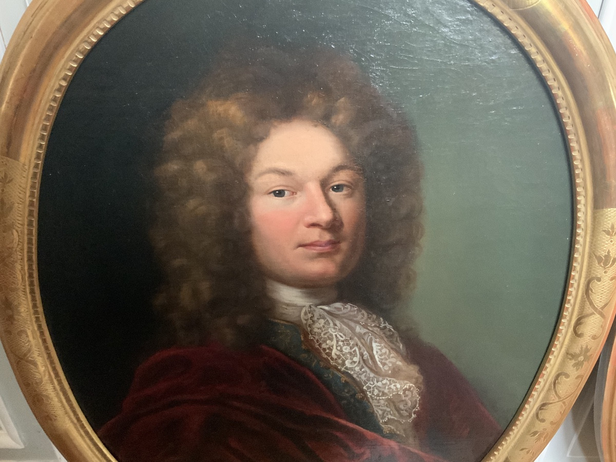 Two Portraits Forming A Pair Of An Aristocratic Couple. French 18th Century-photo-5