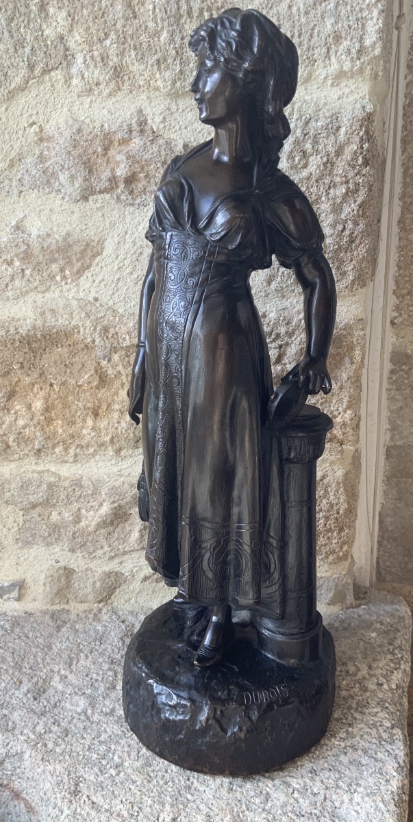 Sculpture bronze , Danseuse au tambourin signée  Dubois  (1827-1905)