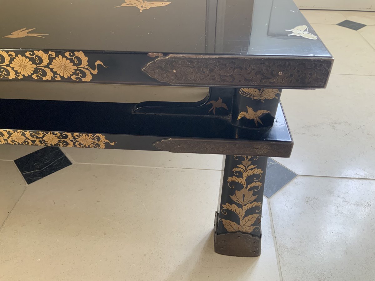Coffee Table In Black Lacquer And Gold. Meiji Period (1868-1912)-photo-4
