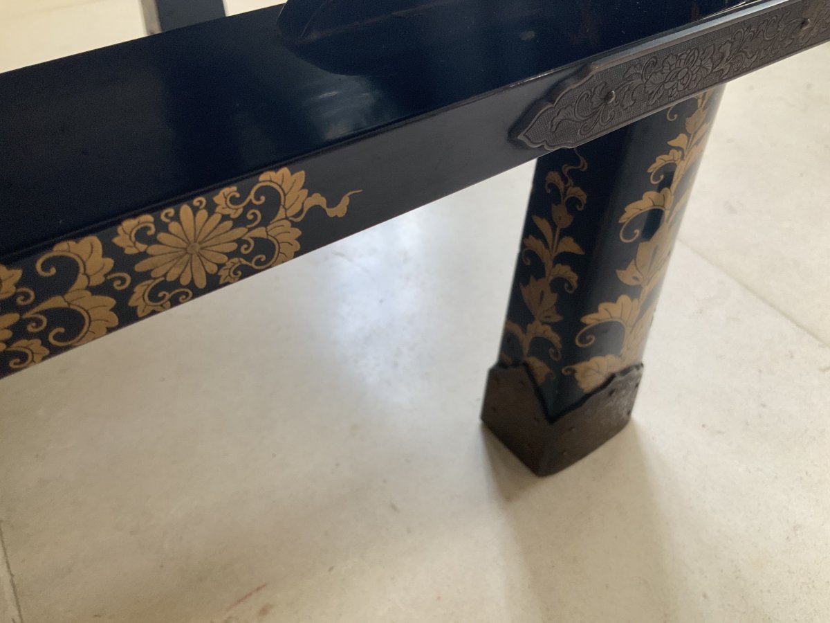 Coffee Table In Black Lacquer And Gold. Meiji Period (1868-1912)-photo-3