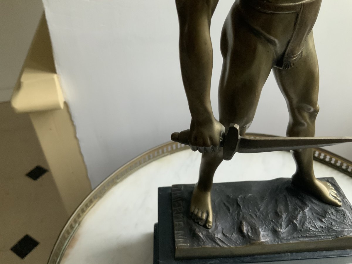 Statue Bronze « gladiateur «  Signé Thiermann-photo-1