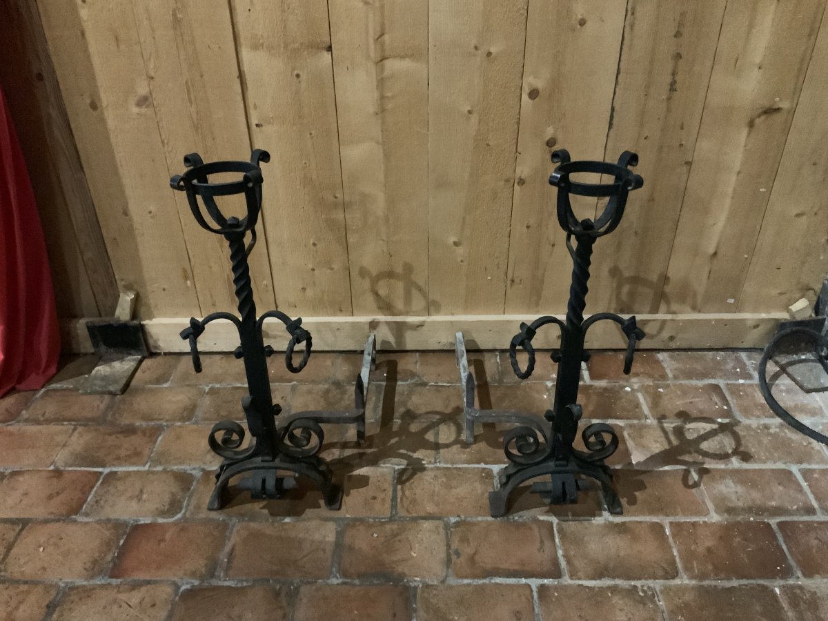 Great Pair Of Andirons - Landiers. Viollet Le Duc Period-photo-1