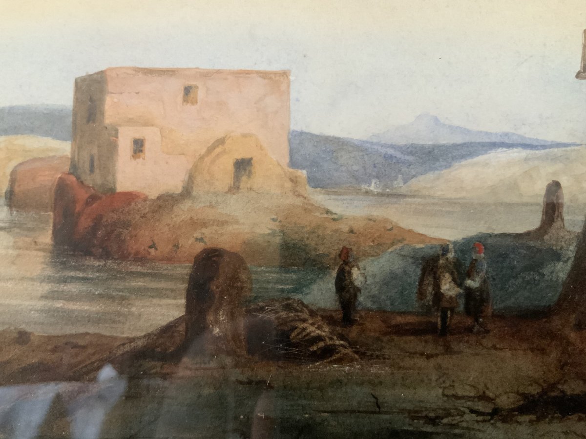 Gouache Napolitaine Attribuée   à  Gabriele  Carelli (1820-1900 )-photo-2