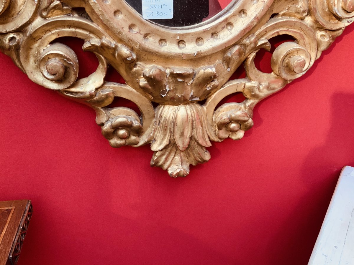 Golden Wood Mirror. Italy 18th-photo-4