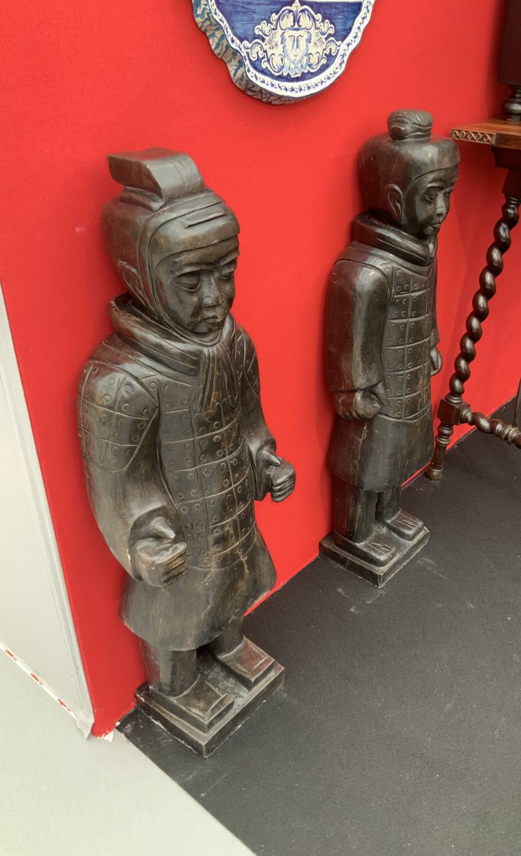 Paire  De  Statues, Deux  Soldats  De  L’armée  De   XI’an  En  Basanite