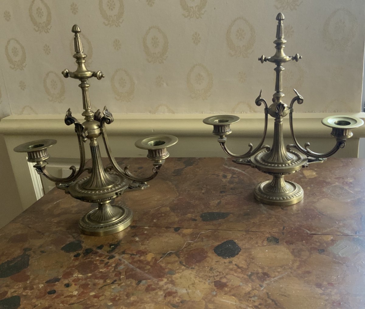 Pair Of Candlesticks, Bronze Candelabra, Directoire Style