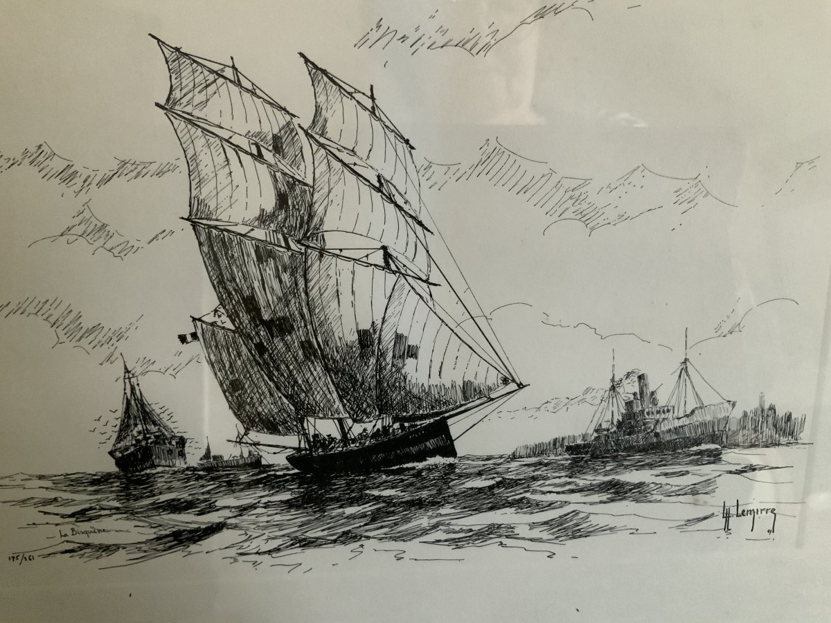 Lemirre Louis Henry.  Lithographie  De  Marine-photo-1